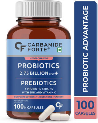 CARBAMIDE FORTE Probiotics & Prebiotics | Gut Health & Gas Relief Probiotics Supplement Capsules(100 No)