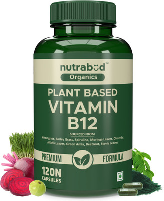 Nutrabud Organics Plant Based Vitamin B12 Supplement | Supports Nervous System(120 Capsules)