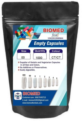 biomed Pharma raw materials Empty Capsules size 00 CT/ CT (Colorless)(1000 No)