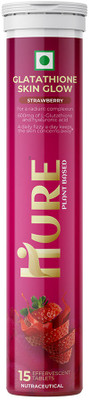 Hure Glutathione Skin Glow Effervescent Tablets 600mg with Vitamin C+E (Strawberry)(15 Tablets)