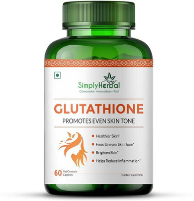 Simply Herbal Glutathione Capsule with Vitamin C,E & Grapeseed for Skin Lightening & Whitening(60 Capsules)