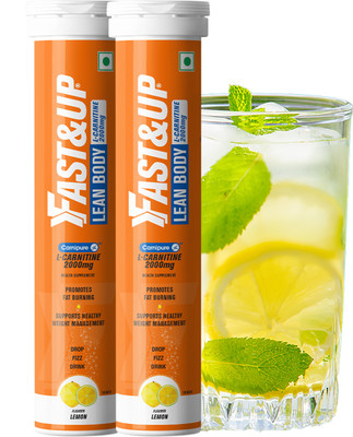 FAST&UP L-Carnitine Tartrate 2000mg, Helps Convert Fat into Energy, Lemon Flavor(2 x 20 Tablets)
