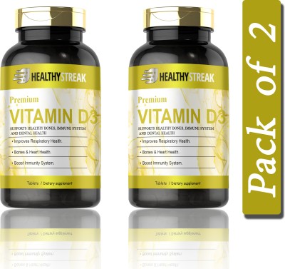 Healthy Streak Plant Based Vitamin D3 K2 MK7 Supplement Veg (G227)(2 x 60 Tablets)