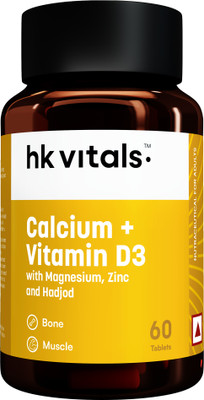 HEALTHKART Calcium Tablets for Men and Women with Vitamin D3 for complete bone health & Joint(60 No)