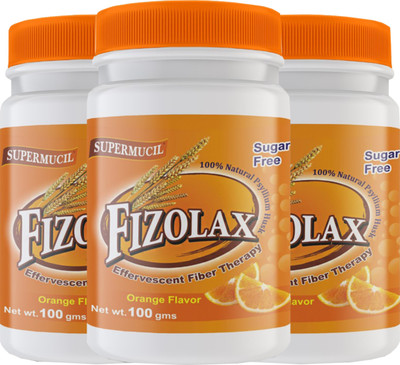 SUPERMUCIL FIZOLAX: Psyllium Effervescent: 300 Gms (Combo Pack) (3X100 Gms) Orange Flavor(3 x 100 g)