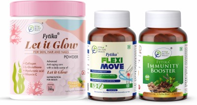 FYTIKA Let it Glow Pineapple-200G + Flexi Move-60 Tabs + Immunity Booster-60 Tabs(3 x 133.33 g)