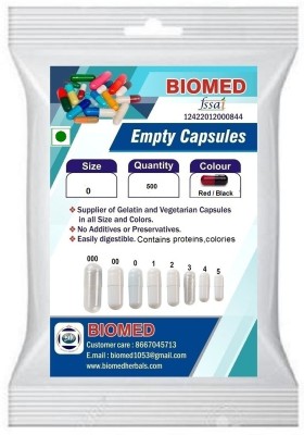 biomed Pharma raw materials size 0 Red / Black Empty capsules(500 No)