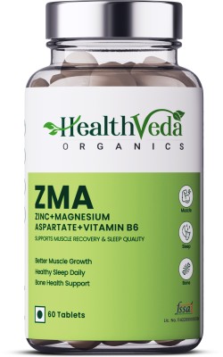 Health Veda Organics ZMA (Zinc, Magnesium & Vit B6) for Muscle Recovery & Sleep Quality(60 Tablets)