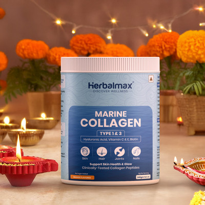 Herbal max Hydrolyzed Marine Collagen Supplement Type 1&3 |For Healthy Skin, Hair & Bone(240 g)