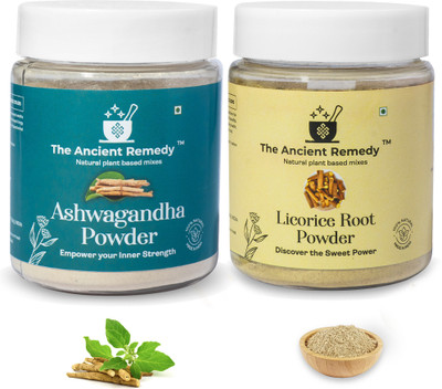 THE ANCIENT REMEDY Combo of Pure Ashwagandha and Licorice Root Powder - 110 gm each(2 x 110 g)