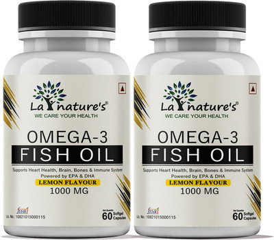 La Natures Omega 3 Fish Oil Softgel Capsules for Heart, Brain & Immune System(2 x 60 Capsules)