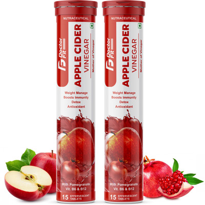DOCTORFIT Apple Cider Vinegar Effervescent Tablet with mother,Vit B6 & B12 for weight loss(2 x 15 Tablets)