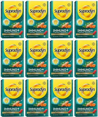 Supradyn Immuno +, Multivitamin, Natural immunity booster -Vit C & D, Zinc, 10 Tabs x 12(12 x 10 Tablets)