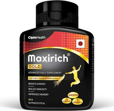 Cipla Maxirich Gold Daily Multivitamin with high purity grade Ginseng Extract(30 Capsules)
