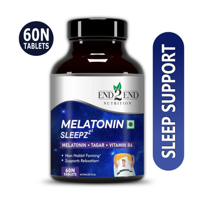 End2End Nutrition Melatonin 5mg | Sleeping aid pills for Deep Sleep | Non-Addictive(60 Tablets)