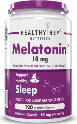 HealthyHey Nutrition Sleep Aid Melatonin , Promotes Sleep and Relaxation (10mg)(120 No)