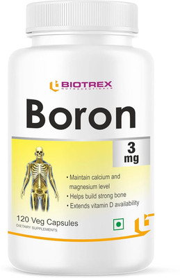 BIOTREX NUTRACEUTICALS Boron 3mg | Build Strong Bones | Improve Muscle Coordination(120 Capsules)
