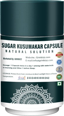 grinbizz Sugar Kusumakar Capsule Control Diabetes/Regulates Blood Glucose/Sugar Control(30 Capsules)