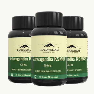 Rasayanam Ashwagandha KSM-66 |Support Strength & Energy| Stress Relief(3 x 60 No)