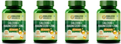 Himalayan Organics Calcium Magnesium Zinc Vitamin D3, B12 & K- 120 Tablets x Pack of 4(4 x 120 Tablets)