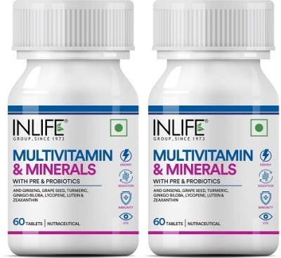 Inlife Multivitamin and Multiminerals, 60 Tablets With Biotin For Men and Women (2 pack)(2 x 60 No)