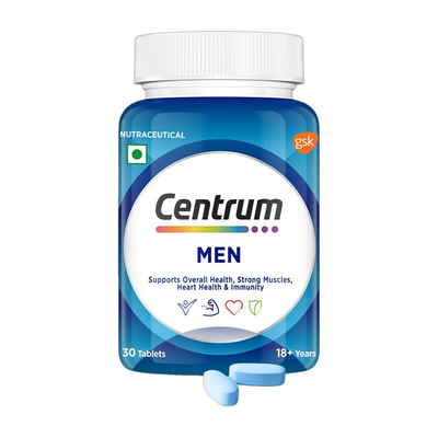 Centrum Men|Supports Overall Health (Veg) | World's No.1 Multivitamin(30 Tablets)