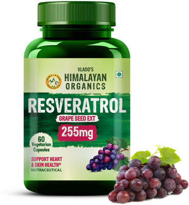 Vlado's Himalayan Organics Resveratrol 255mg with Grape Seed Extract Support Heart And Skin Health(60 Capsules)