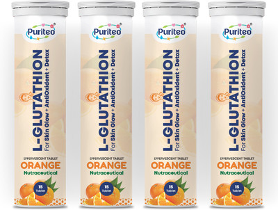 puriteo L- GLUTATHIONE EFFERVESCENT TABLET ORANGE 04(4 x 15 Tablets)
