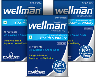 wellman Comprehensive Multivitamin for Men | Supports Energy (Pack of 3)(3 x 30 Tablets)