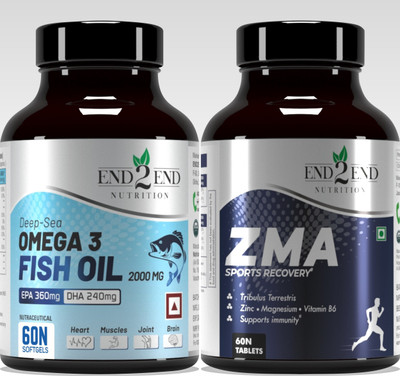 End2End Nutrition Omega 3 Fish Oil and ZMA Sports Recovery(2 x 60 No)
