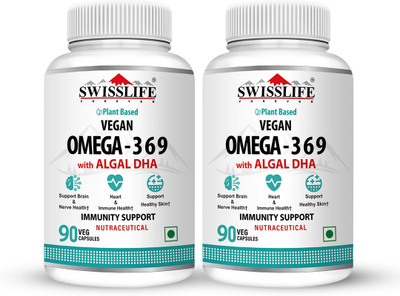 SWISSLIFE FOREVER Vegan Omega 369 With Algal Dha For Heart and Immune Health | Barin & SkinSupport(2 x 90 Capsules)