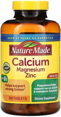 Nature Made Calcium Magnesium Zinc with Vitamin D3, 300 Tablets(300 Tablets)