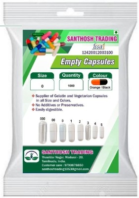 santhosh Trading Pharma raw materials size 0 Orange /Black Empty capsules(1000 No)