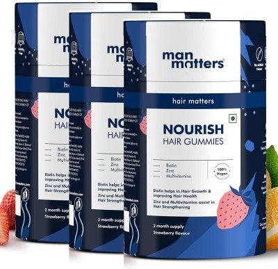 Man Matters 5000 mcg Biotin Gummies | 6 Months Pack | Vitamin A, C,E | Reduces Hair Fall(3 x 60 No)