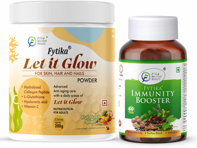 FYTIKA Let it Glow Fruit Punch-200G + Immunity Booster-60 Tabs(2 x 200 g)