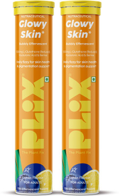 The Plant Fix Plix Glowy Skin Effervescent With 500mg L-Glutathione & Vitamin C | Lemon(2 x 15 Tablets)