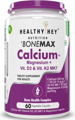 HealthyHey Nutrition Calcium with Magnesium,Vitamin D3 , K2-Mk7 BoneMax Health Complex Capsules(60 Capsules)