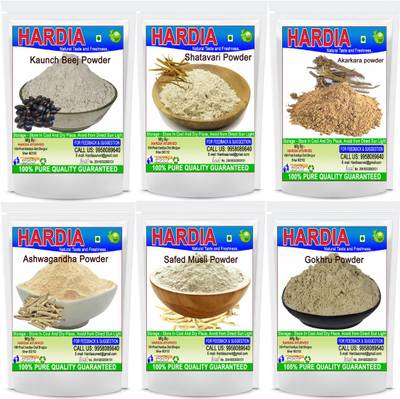 Hardia Ashwagandha safed musli shatavari gokhru kaunch beej akarkara powder combo pack