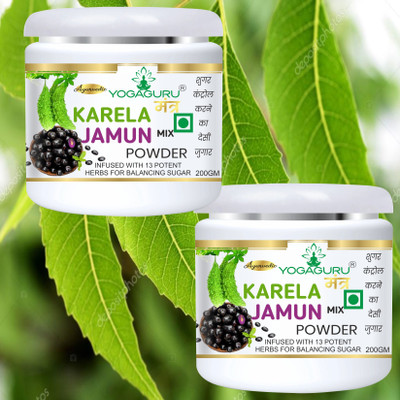 YOGAGURU MANTR Neem Karela Jamun Powder - For Maintaining Blood Sugar Levels (200g) pack 2(2 x 200 g)