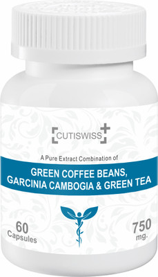 CUTISWISS Pure Extract Combination of GREEN COFFEE BEANS, GARCINIA CAMBOGIA & GREEN TEA(60 Capsules)
