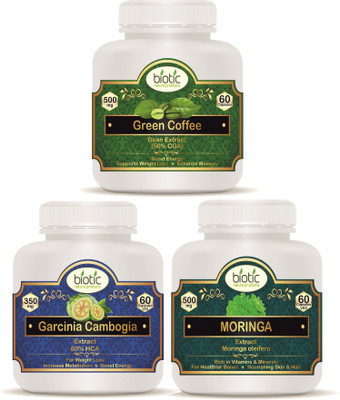 biotic Green Coffee Bean, Garcinia Cambogia and Moringa Oleifera Extract for Weight Loss(180 No)