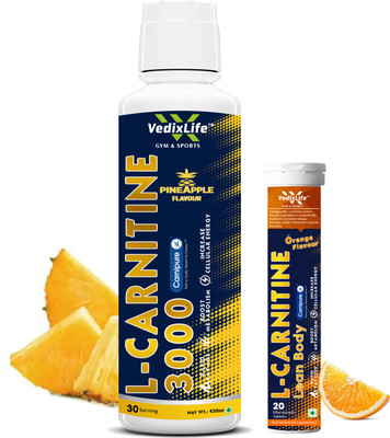 VedixLife L-Carnitine 3000 mg Liquid 450 ml, with L-Carnitine Effervescent Tablet(450 ml)