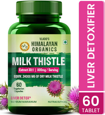 Vlado's Himalayan Organics Milk Thistle Extract Detox Supplement For Men & Women With 800Mg, Healthy Liver(60 Capsules)