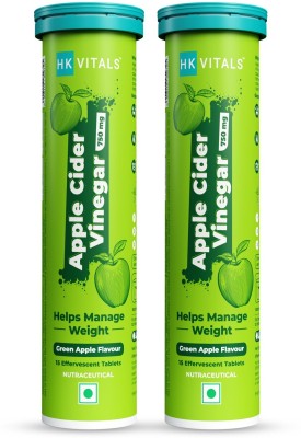 HEALTHKART HK VITALS Apple Cider Vinegar 750 mg Effervescent Tablets, Green Apple(2 x 15 Tablets)
