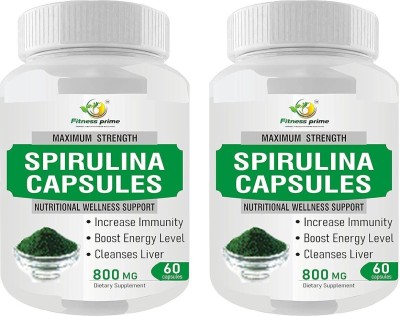 Fitness Prime Spirulina Pure & Organic Extract for Overall Wellness 120 Capsules(Pack of 2)(2 x 60 No)