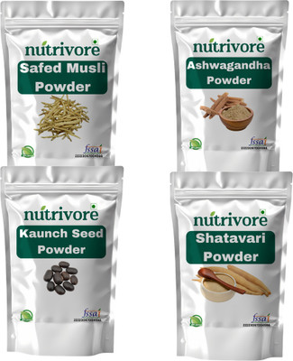 Nutrivore Safed Musli Ashwagandha Kaunch Seed & Shatavari Powder Muscle & Stamina Support(4 x 100 g)