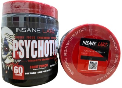 insane labz PSYCHOTIC PRE-WORKOUT FRUIT PUNCH WORLD'S MOST SELLING PREWORKOUT | 60 SERVINGS(360 g)