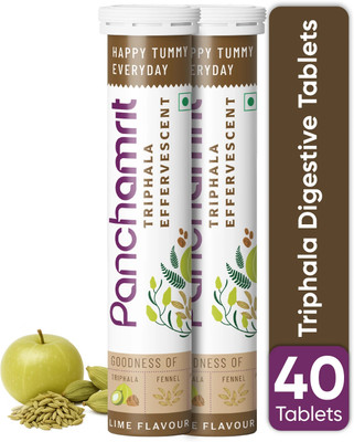 Panchamrit Triphala Digestive Health Effervescent Tablet|Colon Cleanse &Constipation Relief(2 x 20 Tablets)