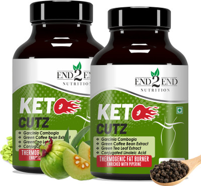 End2End Nutrition Keto Cutz Fat Burner for Men & Women - Weight Loss Product | Garcinia Cambogia(2 x 60 Tablets)
