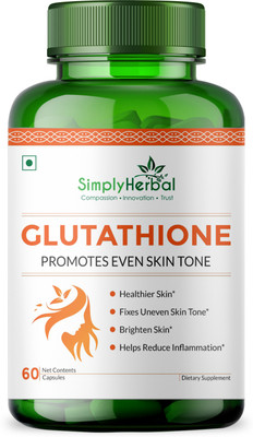 Simply Herbal Glutathione with Vitamin C,E & Grapeseed Extract for Skin Lightening & Whitening(60 Capsules)